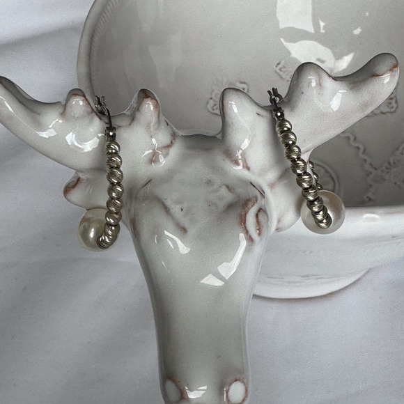 Beaded & Pearl Hoop Earrings SS - Picture 6 of 6